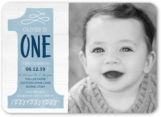 Baby Boy's 1St Birthday Invitations: Onederful Boy Birthday Invitation, Blue, 5X7, Matte, Signature Smooth Cardstock, Rounded