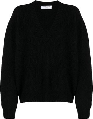 Christies plunging V-neck ribbed-knit jumper