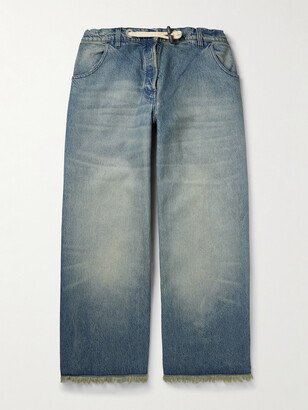 Palm Angels Wide-Leg Frayed Jeans