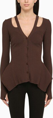 ANDREĀDAMO Brown cardigan with cut-out