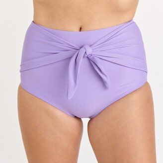 Calypsa Womens High Waisted Bikini Bottom With Front Tie - Lavender - 2X