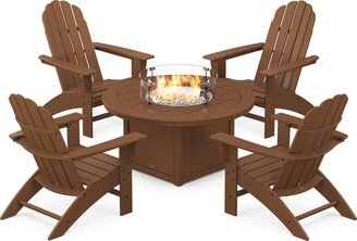 Vineyard Curveback Adirondack 5-Piece Conversation Set with Fire Pit Table