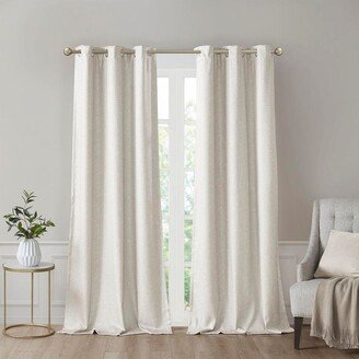 Gracie Mills 2-pc Polyester Printed Faux Silk Total Blackout Window Curtain Panel Pair, Ivory - 42x95