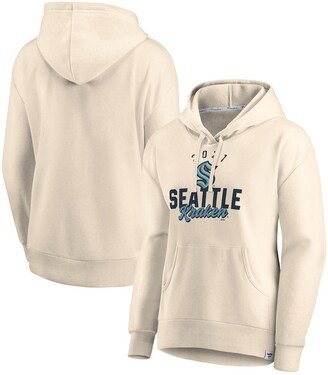 Women's Branded Oatmeal Seattle Kraken Carry the Puck Pullover Hoodie Sweatshirt