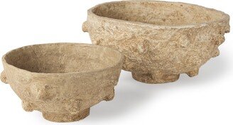 Sonam Beige Paper Mache Spiked Bowls