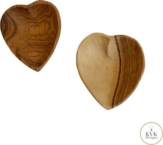 Small Olive Wood Heart Shaped Bowl, Trinket Dish, Hand Carved, Wooden Jewelry Bowl