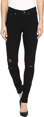 Ripped Knee Denim Leggings (Black) Women's Jeans