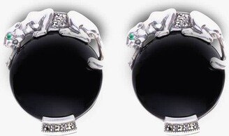 Silver And Onyx Cufflinks With Panther Design Cufflinks