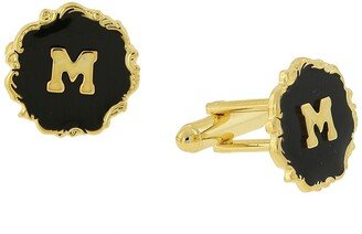 Jewelry 14K Gold-Plated Enamel Initial M Cufflinks