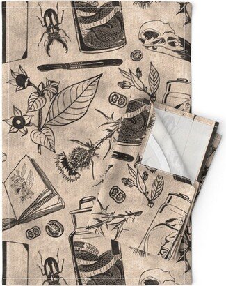 Science Tea Towels | Set Of 2 - Back To Biology By Marlenewagenhofer Art Taxidermy Scalpel Linen Cotton Spoonflower