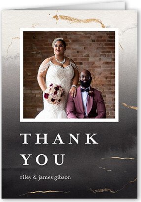 Wedding Thank You Cards: Weathered Wash Thank You Card, Gray, 3X5, Matte, Folded Smooth Cardstock