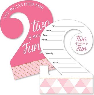 Big Dot of Happiness 2nd Birthday Girl - Too Much Fun - Shaped Fill-in Invitations - Second Birthday Party Invitation Cards with Envelopes - Set of 12