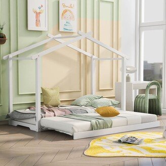 Aracari Twin to King Kid House Platform Floor Bed with Trundle