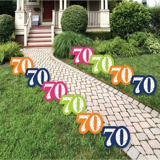 Big Dot Of Happiness 70th Birthday - Cheerful Happy Birthday - Lawn Decor - Outdoor Yard Decor 10 Pc