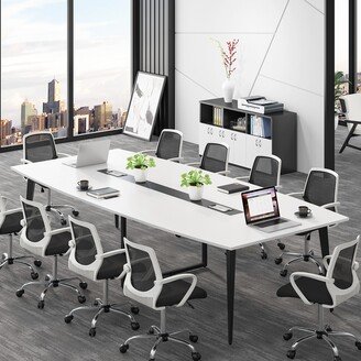 Bluebell 8FT Conference Table,Boat Shaped Meeting Table with Rectangle Grommet