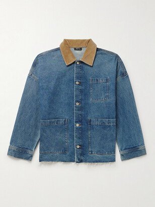 Marin Oversized Corduroy-Trimmed Denim Jacket