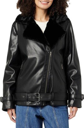 Women's Cavalla Vegan Leather Moto Jacket Black