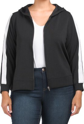 Plus Yummy Zip Front Hooded Jacket for Women