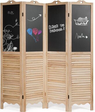 4-Panel Folding Divider Screen W/Chalkboard 5.7Ft Tall