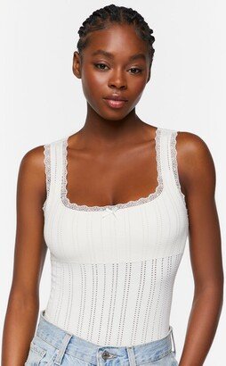 Seamless Lace-Trim Tank Bodysuit