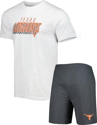 Men's Concepts Sport Charcoal, White Texas Longhorns Downfield T-shirt and Shorts Set - Charcoal, White