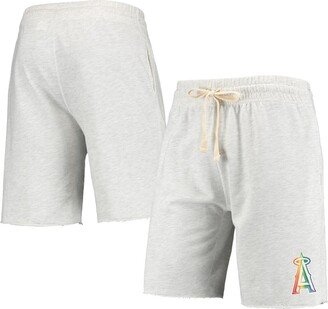 Men's Concepts Sport Oatmeal Los Angeles Angels Mainstream Logo Terry Tri-Blend Shorts