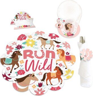 Big Dot Of Happiness Run Wild Horses Birthday Party Paper Charger Chargerific Kit Setting for 8