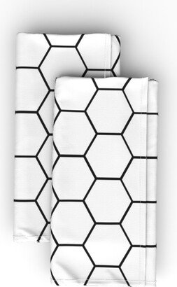 Cloth Napkins: Hexagon Tile Cloth Napkin, Longleaf Sateen Grand, White