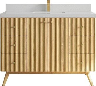 Willow Collections 48 x 22 Pasadena Solid Teak Wood Single Sink Bathroom Vanity with Quartz or Marble Countertop