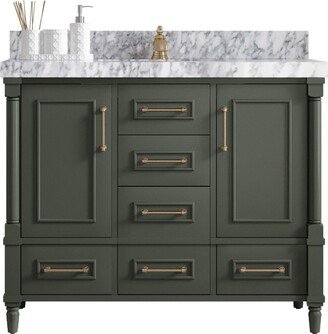 Aberdeen 42 In. W X 22 D Single Sink Bathroom Vanity in Pewter Green With Quartz Or Marble Countertop | Modern Vanity Premium Q