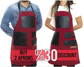 Free Monogram Heavy Duty Apron Gift For Her Barista Apron Bbq Barber Gift For Teacher Crossback Adjustable Faux Leather Straps