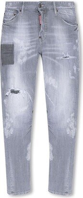 Sexy Twist Straight-Leg Distressed Jeans