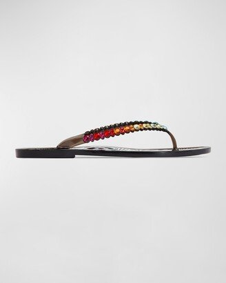 Esme Multi Crystal Flip Flop Sandals-AA