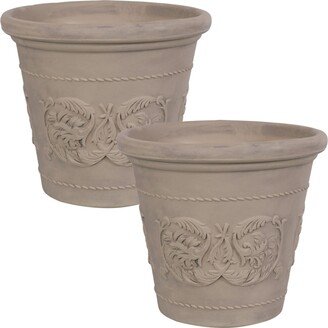 Sunnydaze Decor 19.5 in Arabella Polyresin Outdoor Planter - Beige - Set of 2