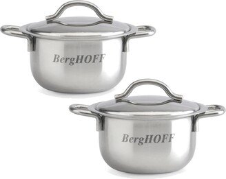 Set of 2 18/10 Stainless Steel Covered Mini Pots