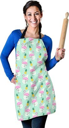 Flamingo Pattern Apron - Printed Print Custom With Name/Monogram Gift For Lover