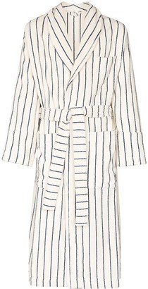 Stripe Print Tied-Waist Robe