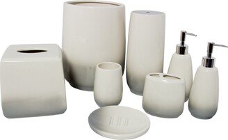 8-piece Amber Ceramic Bath Accessory Set - NATURAL/GRAY