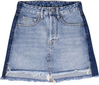 Vintage Wash Denim Mini Skirt - Blue