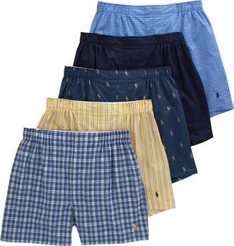 Assorted 5-Pack Woven Cotton Boxers