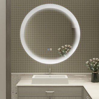 Causdon Modern LED 24 In Round Vanity Mirror for Bathroom,Bedroom