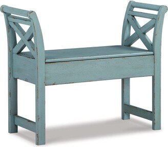 Heron Ridge Antique Distressed Wood Accent Bench with Storage