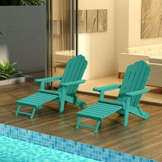 Siavonce TALE Folding Adirondack Chair with Pullout Ottoman with Cup Holder - 57.00 * 30.00 * 37.00