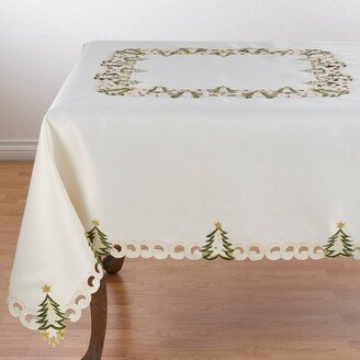 67x67 Christmas Tree Square Tablecloth Ivory - Saro Lifestyle