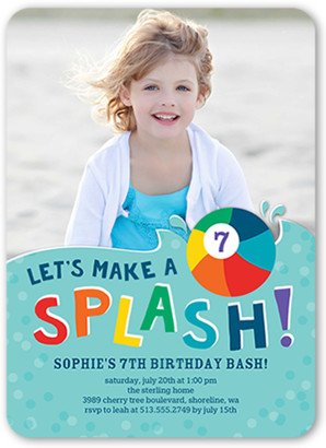 Boy Birthday Invitations: Wet And Wild Birthday Invitation, Blue, Standard Smooth Cardstock, Rounded