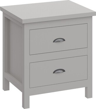 Simplie Fun Versatile Gray 2-Drawers Nightstand, Bedside Table, End Table for Living Room Bedroom Assembled with Sturdy Solid Wood