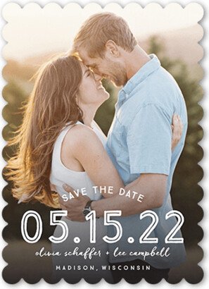 Save The Date Cards: Gradient Love Save The Date, White, 5X7, Pearl Shimmer Cardstock, Scallop