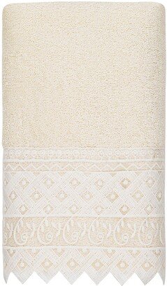 100% Turkish Cotton Aiden White Lace Embellished Hand Towel-AF