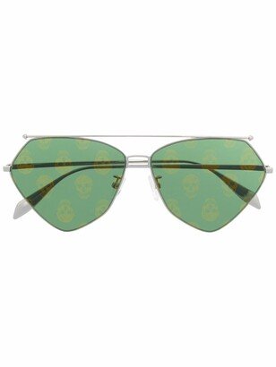 Geometric-Frame Skull-Tinted Sunglasses