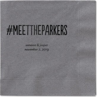 Wedding Napkins: Adorable Couple Napkins, Black, Pewter